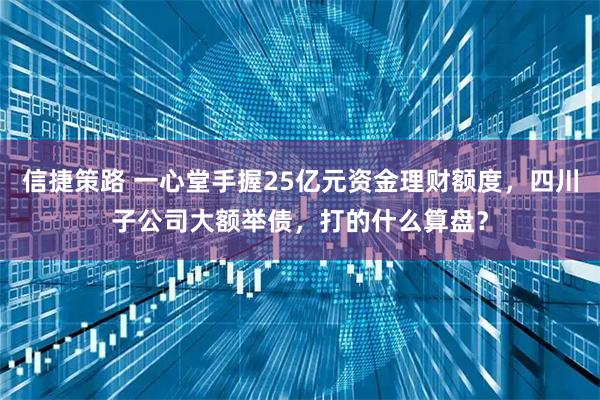 信捷策路 一心堂手握25亿元资金理财额度，四川子公司大额举债，打的什么算盘？